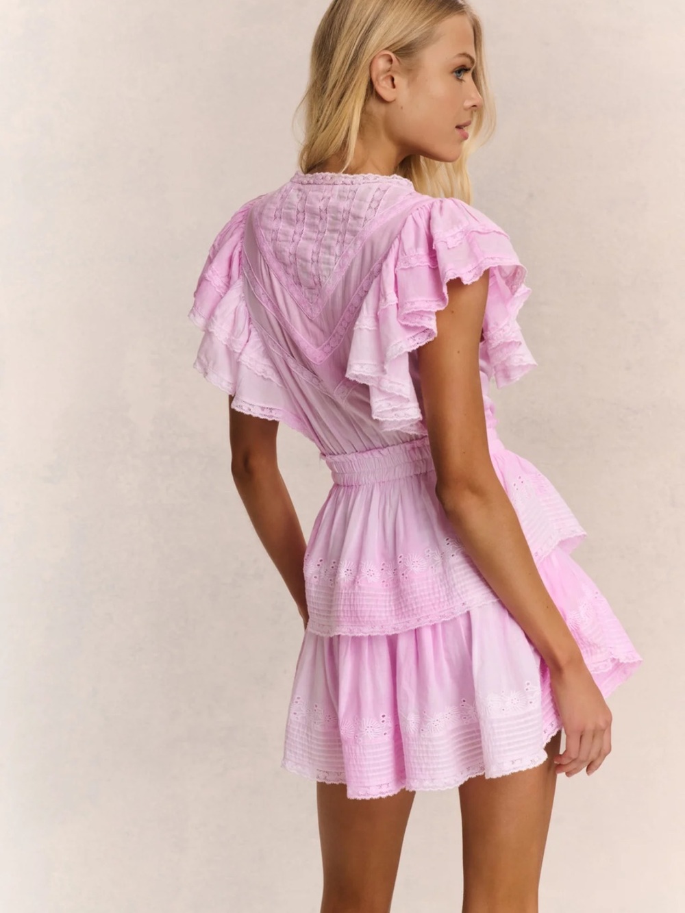 New Loveshackfancy Gwen Dress Peony Pink Size Medium - Picture 4 of 17